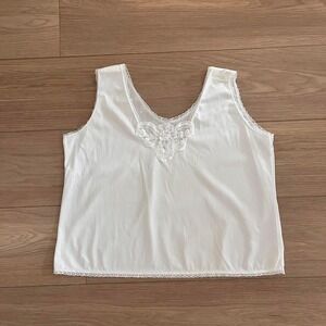 Vintage White Cami Tank Top Women L Coquette Balletcore Cottagecore Fairy Y2K